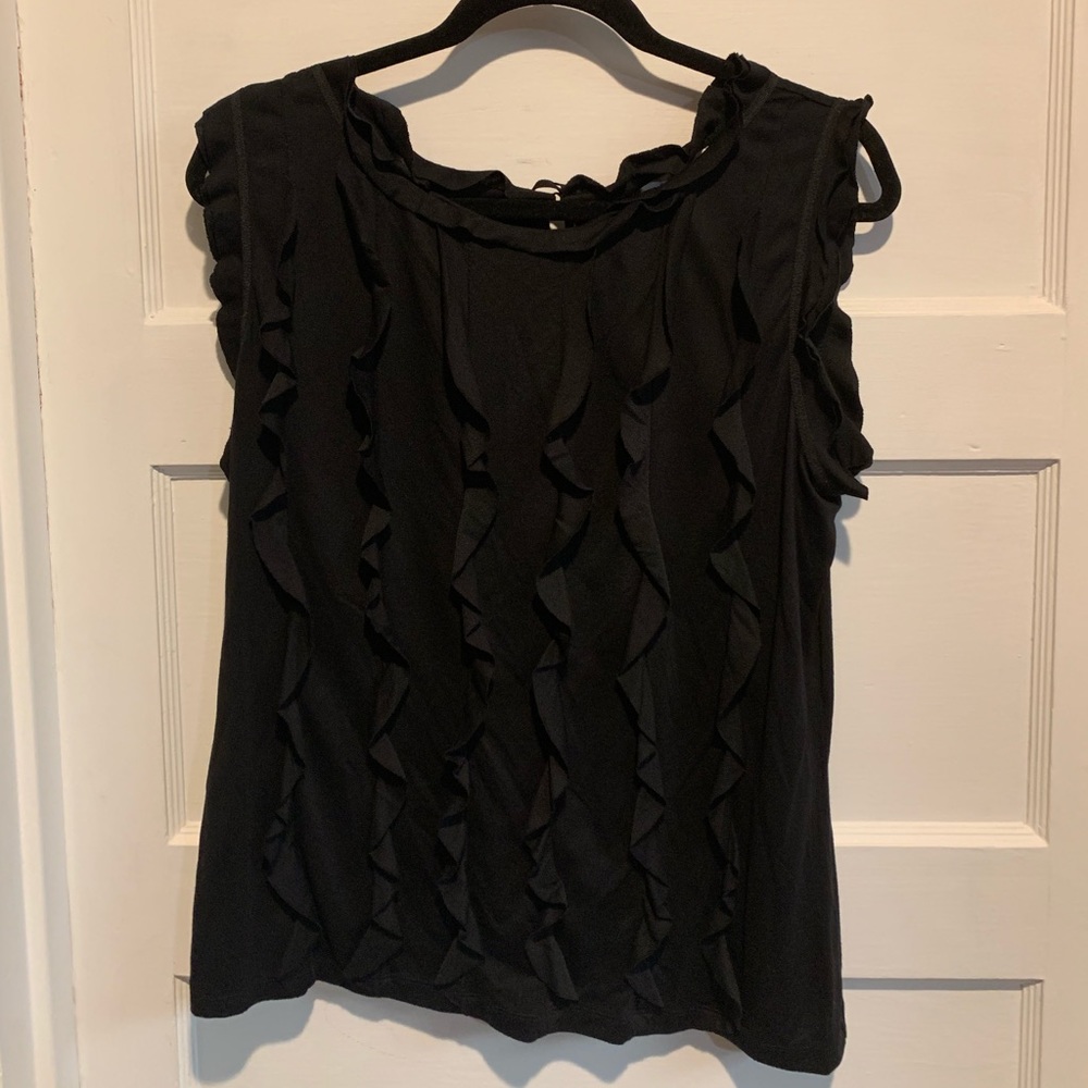 Ruffle No Sleeve Black Women’s Blouse